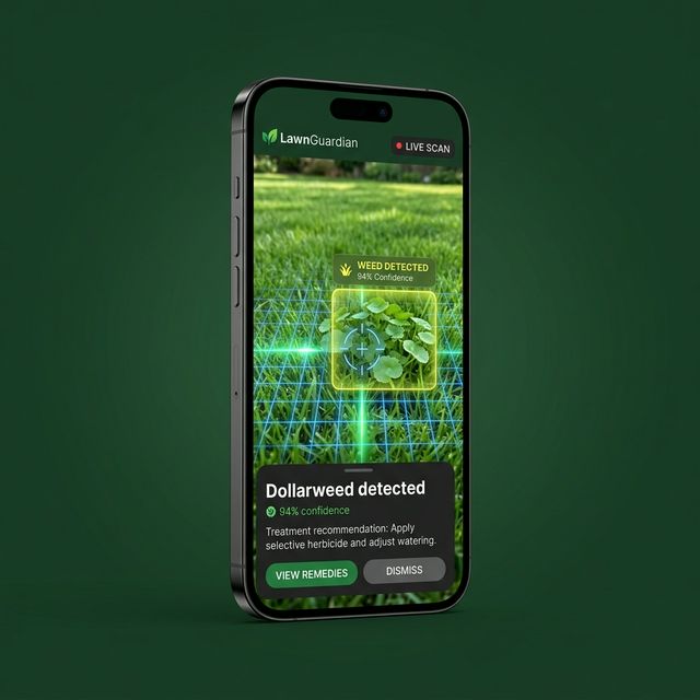 Lawn Guardian app showing AI weed detection